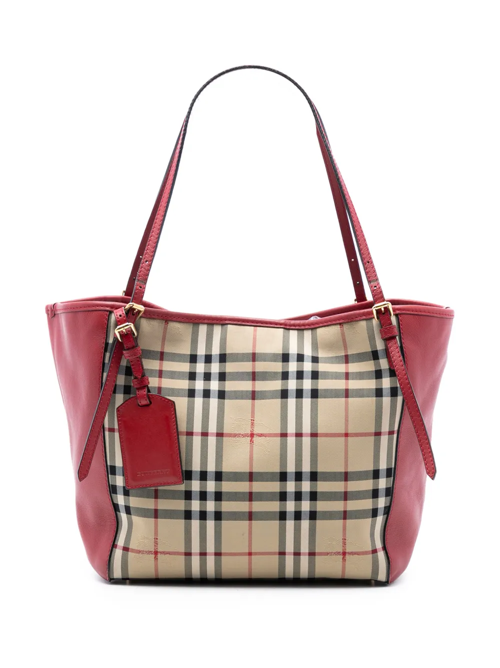 Burberry Pre-Owned 2000-2017 Small Haymarket Check Canvas and Leather Canterbury tote bag - Marrone