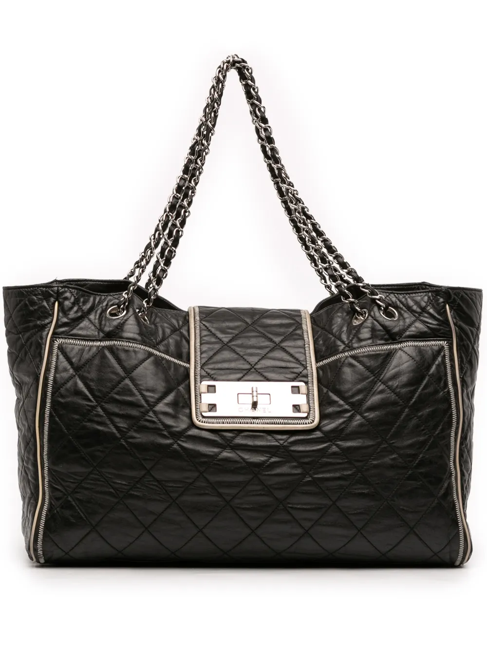 CHANEL Pre-Owned 2008-2009 Large Reissue Quilted Lambskin East West tote bag - Nero