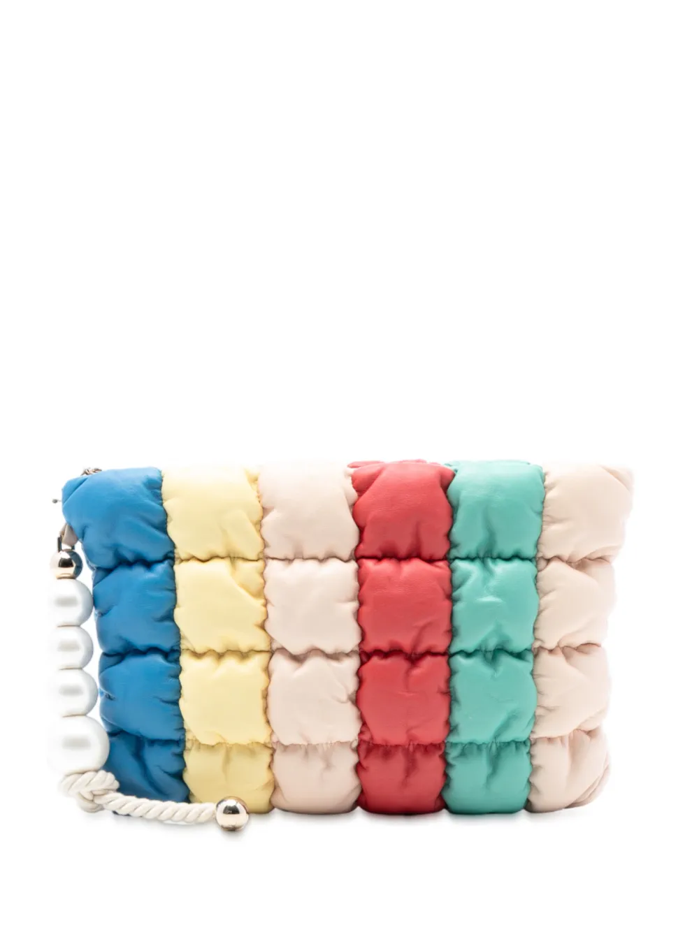 CHANEL Pre-Owned 2019 CC Multicolore Padded Lambskin Faux Pearl clutch bag - Bianco