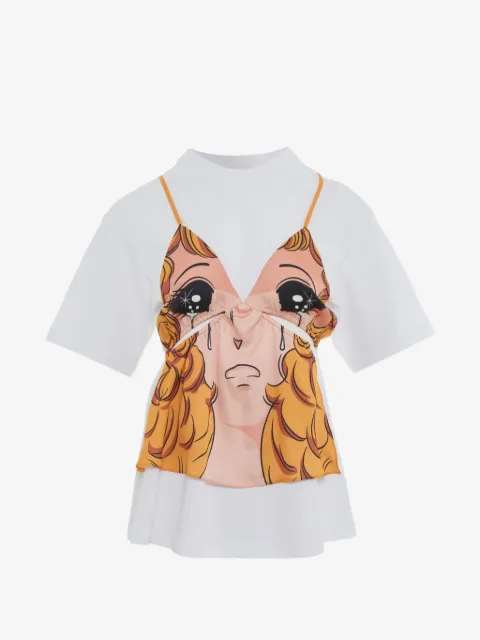 pushBUTTON graphic-print layered T-shirt