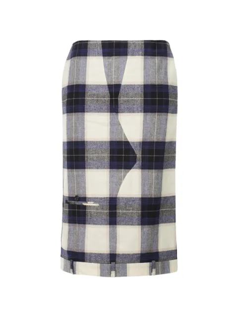 pushBUTTON plaid-pattern midi skirt