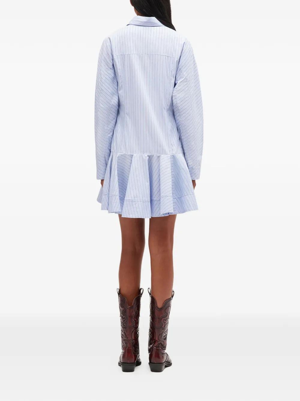 GANNI Gestreept blouse met ruches Blauw
