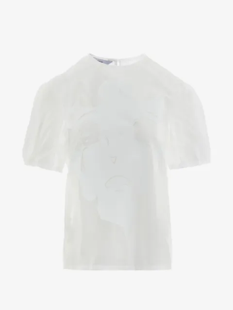 pushBUTTON t-shirt imprimé à manches bouffantes