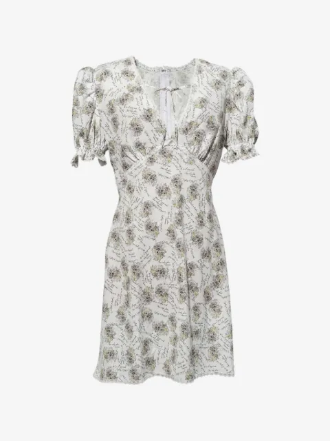 pushBUTTON puffed-sleeve patterned dress
