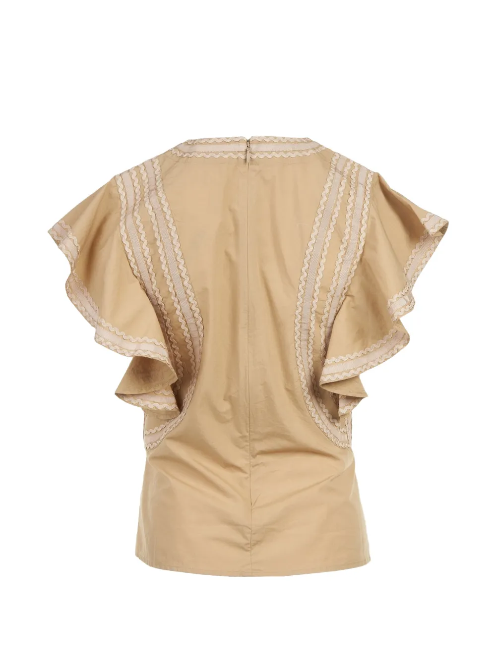 Ulla Johnson Katoenen top met ruches Beige