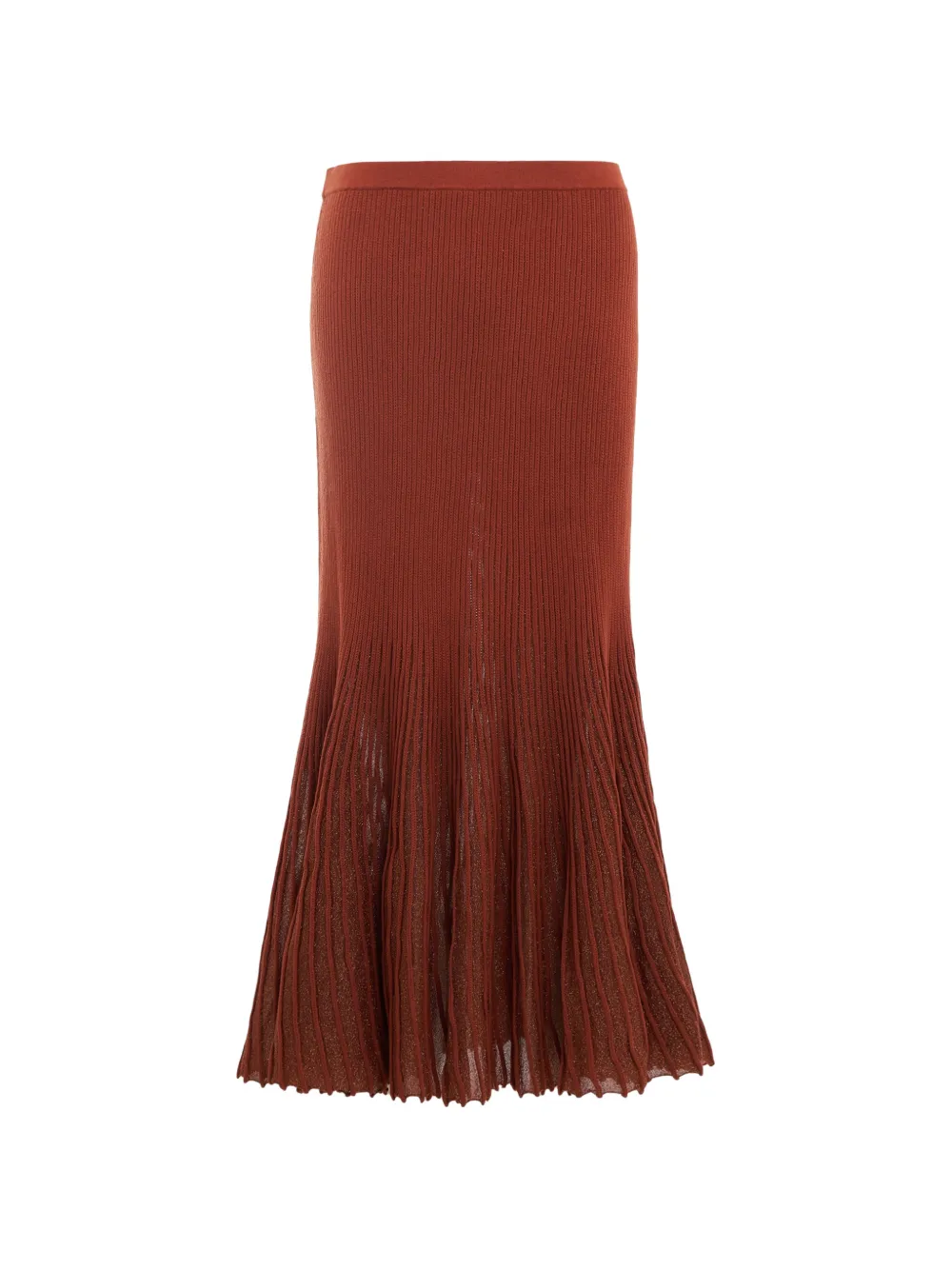 Ulla Johnson Vera Ribbed-knit Pleated Midi Skirt In Orange