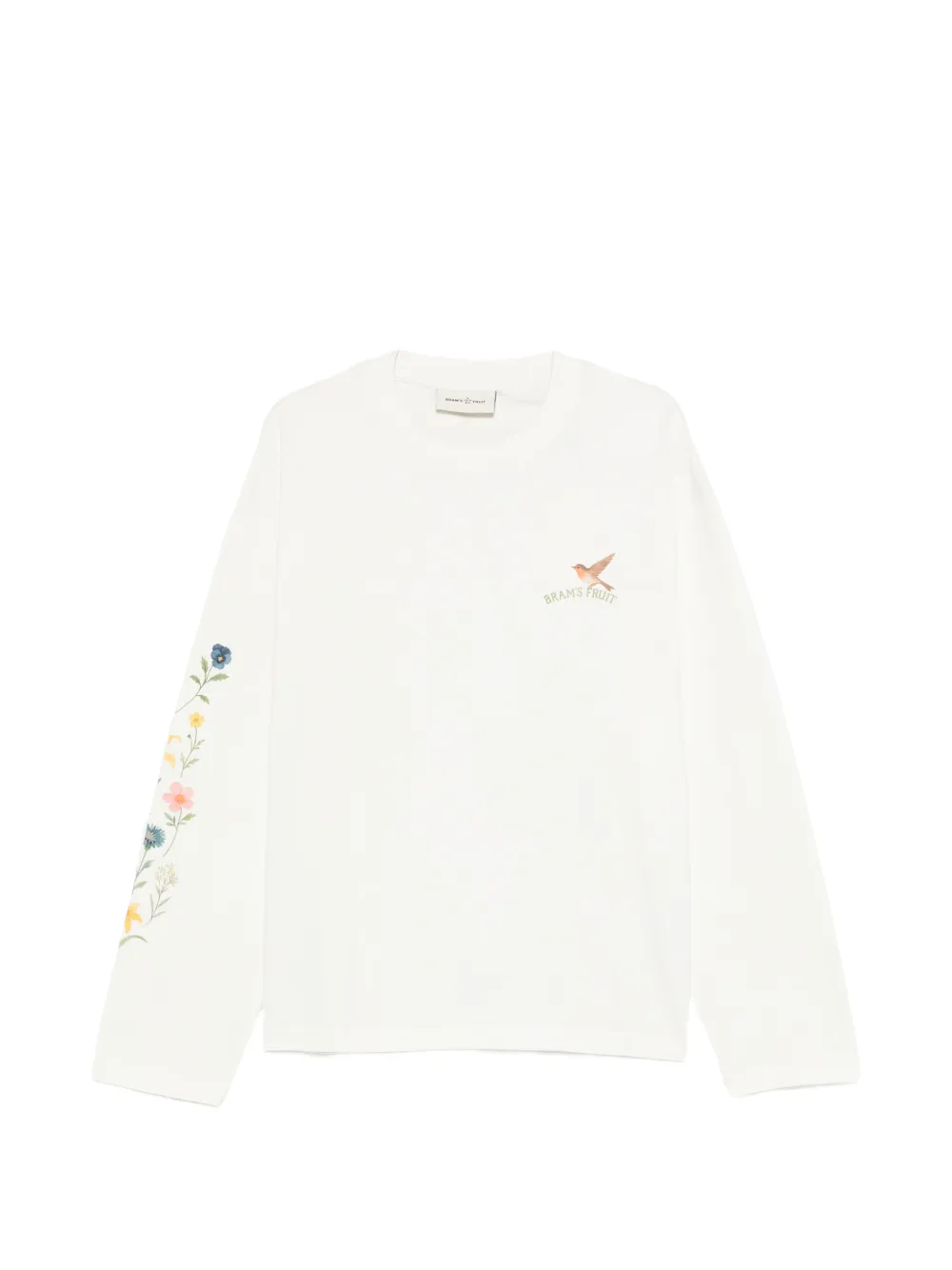 Bram's Fruit Robin Floral-bird-print T-shirt In White