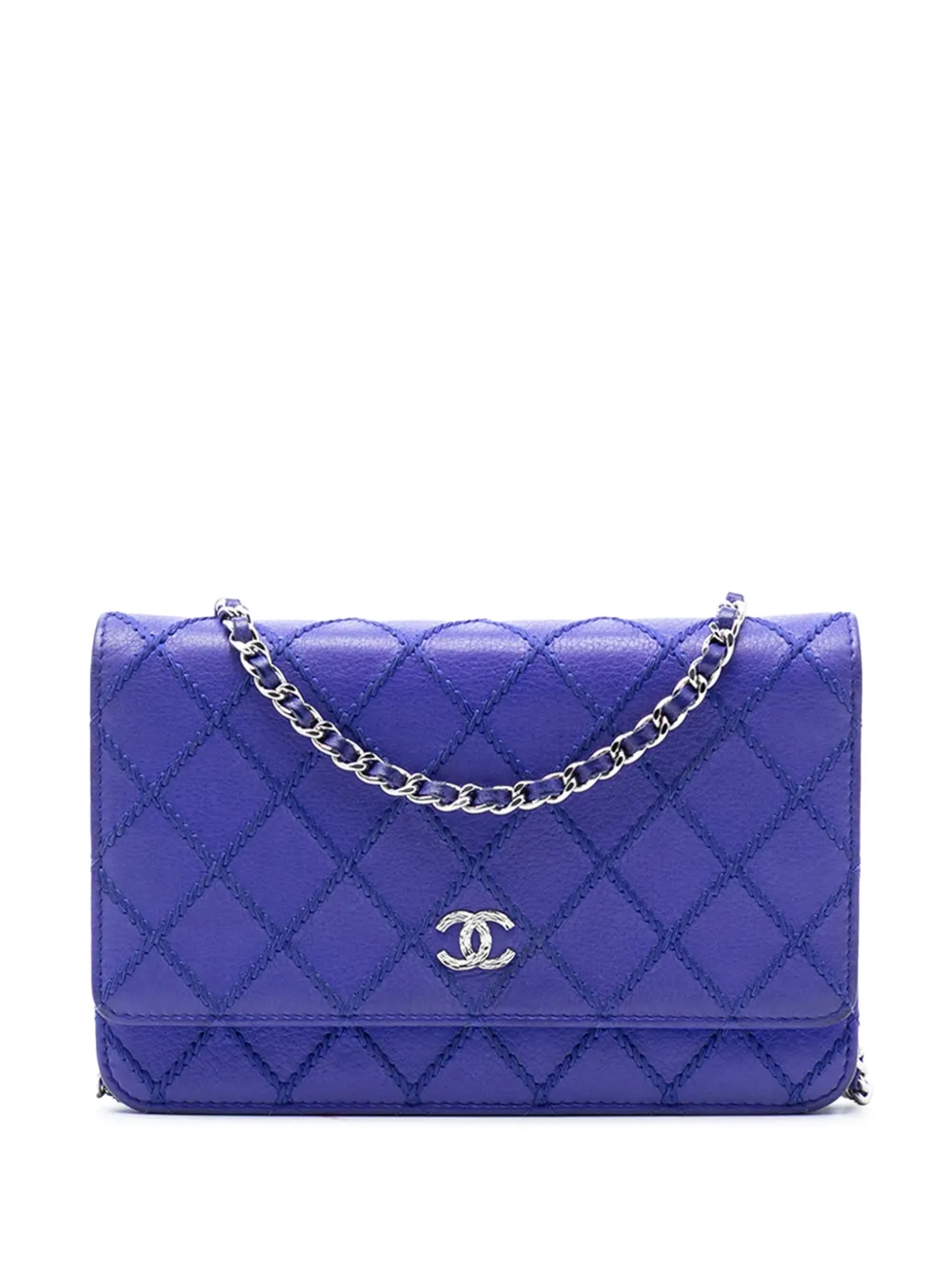 CHANEL Pre-Owned 2014 CC Quilted Calfskin Fancy Wallet On Chain crossbody bag - Blu