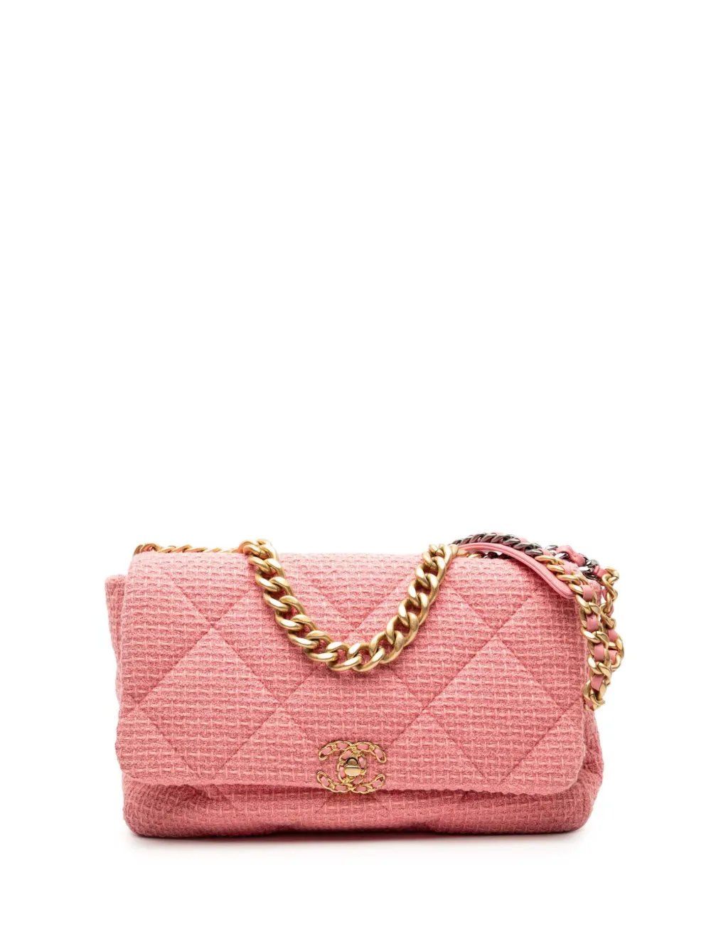 CHANEL Pre-Owned 2020 Maxi Tweed 19 Flap satchel - Rosa
