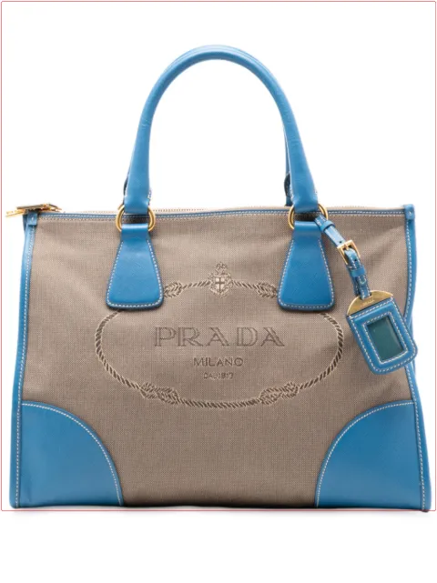Prada Pre-Owned 2010-2025 Saffiano Trimmed Canvas Canapa Logo Double Zip satchel