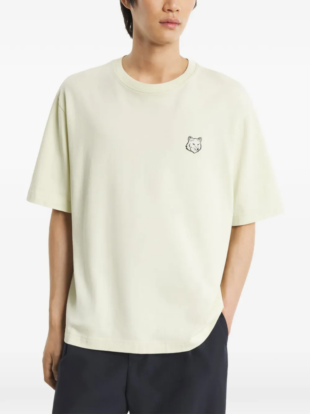 Maison Kitsuné T-shirt met vossenkop Groen