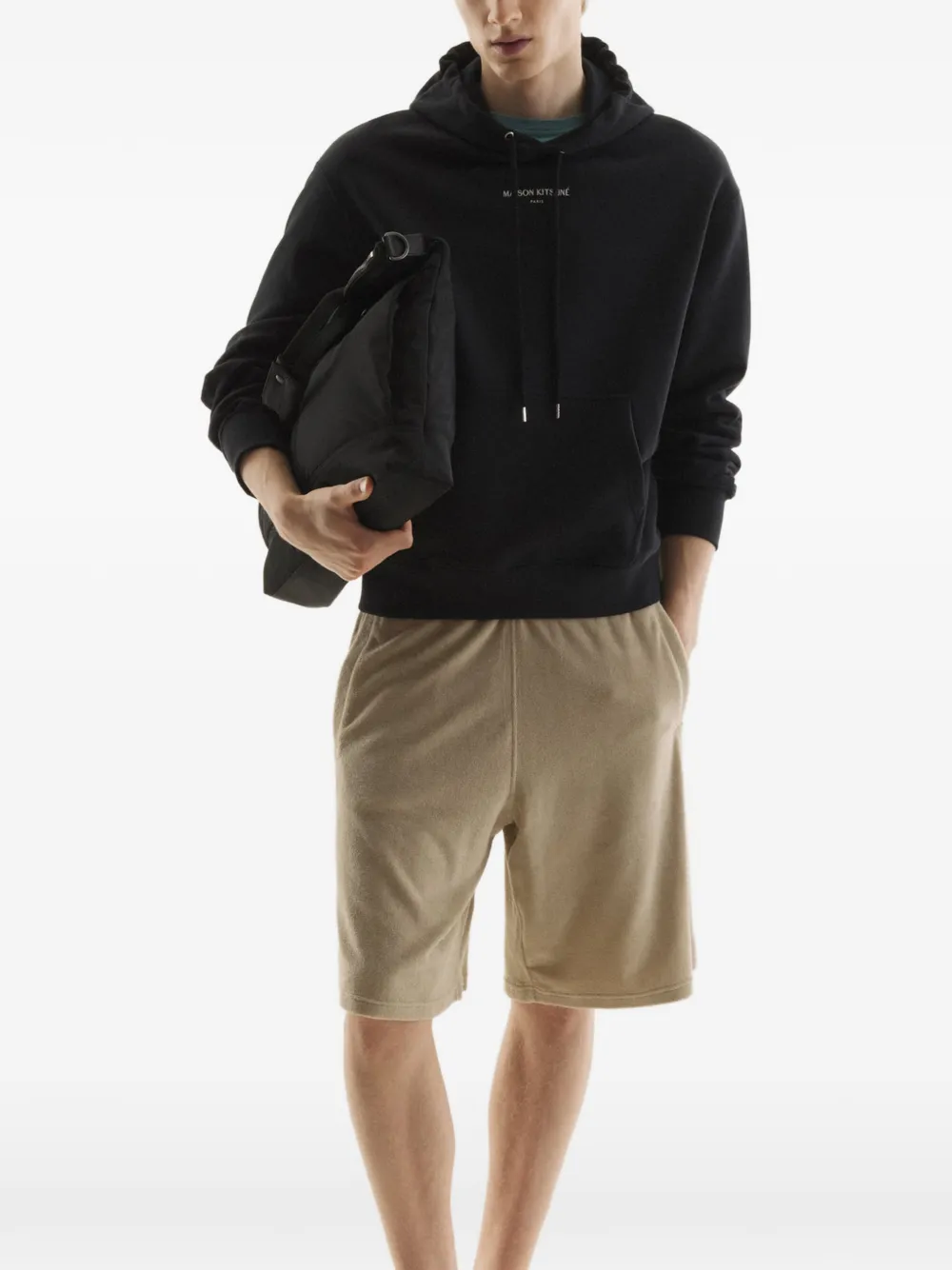Maison Kitsuné Hoodie met logo Zwart