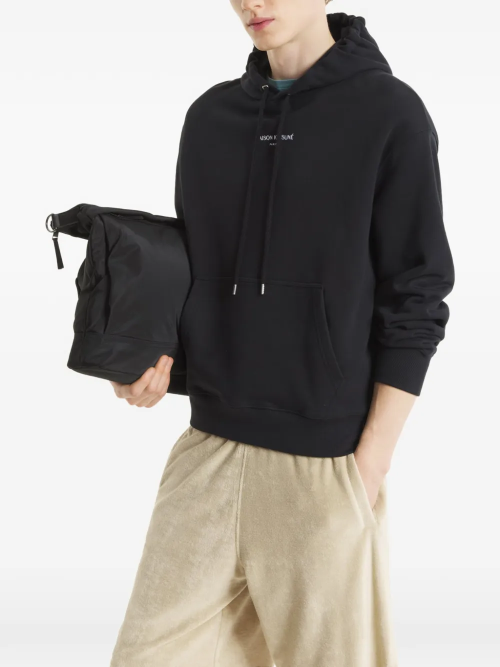 Maison Kitsuné Hoodie met logo Zwart