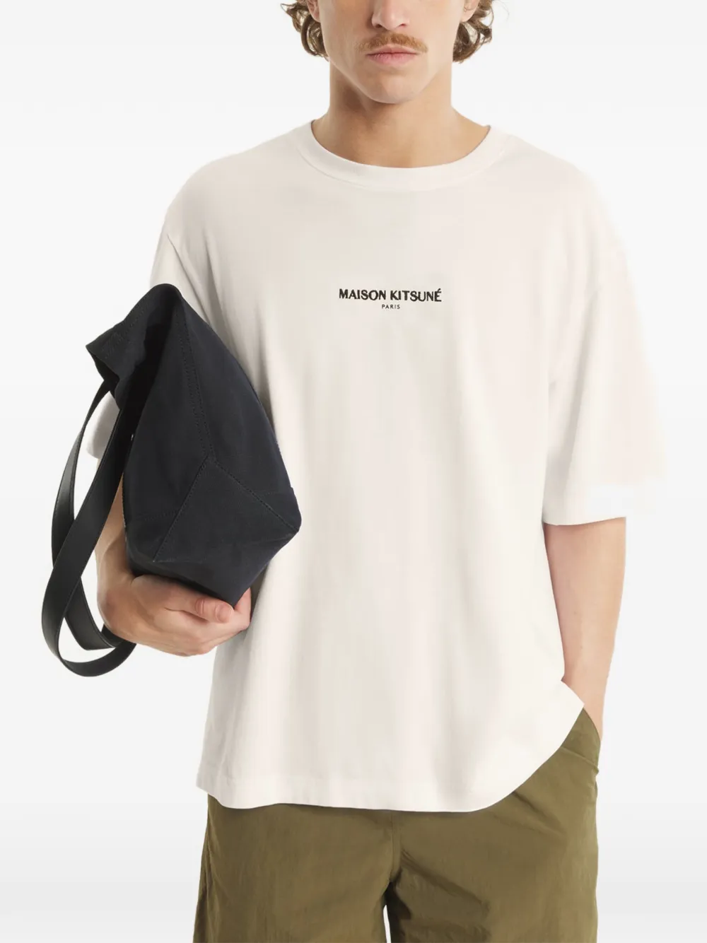  Maison Kitsuné Logo Embroidered T-shirt - Neutrals 