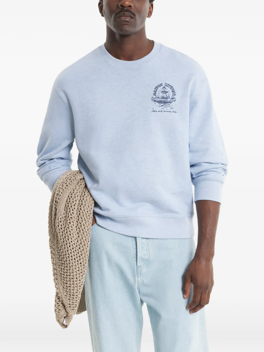Maison Kitsuné Sweater met print Blauw