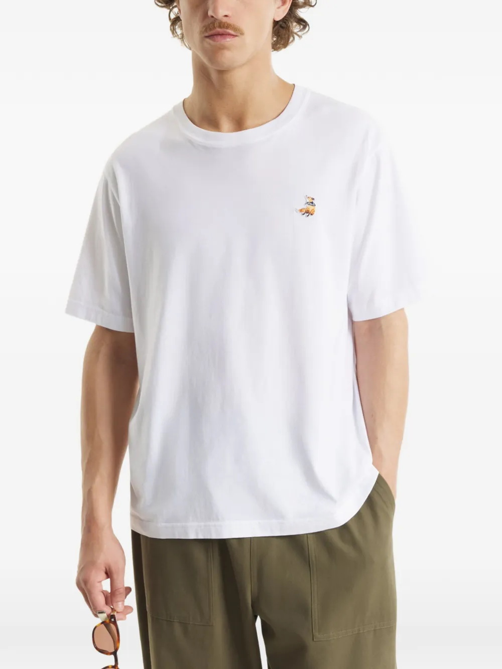 Maison Kitsuné T-shirt met borduurwerk Wit