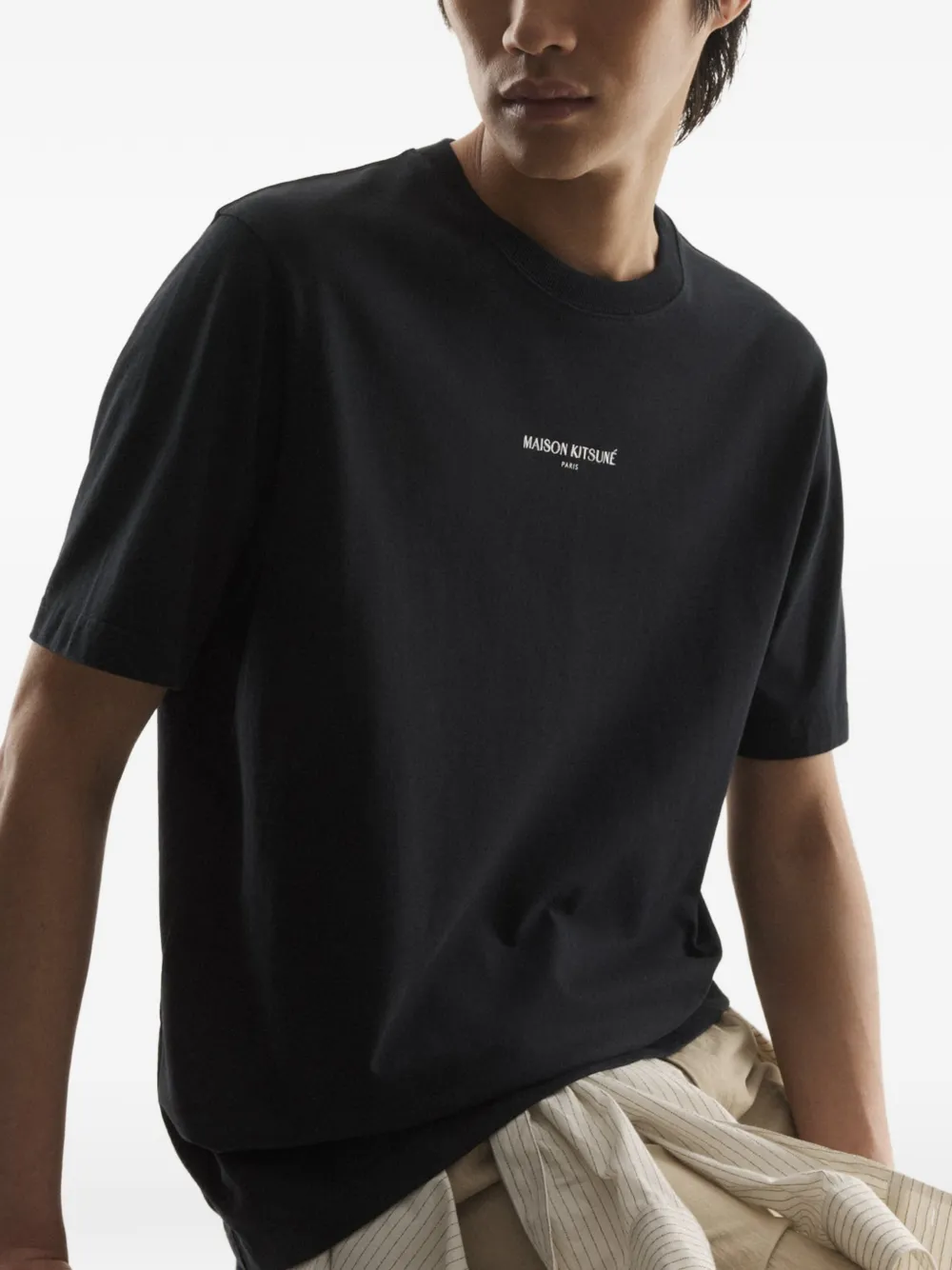 Maison Kitsuné T-shirt met ronde hals Zwart