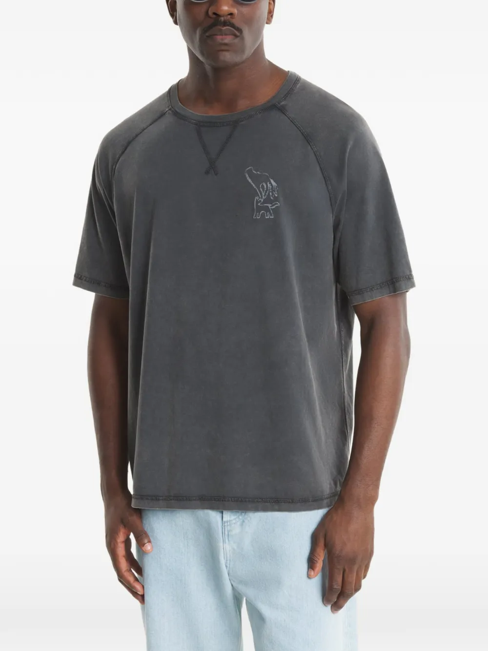 Maison Kitsuné Fountain T-shirt met print en vervaagd effect Grijs