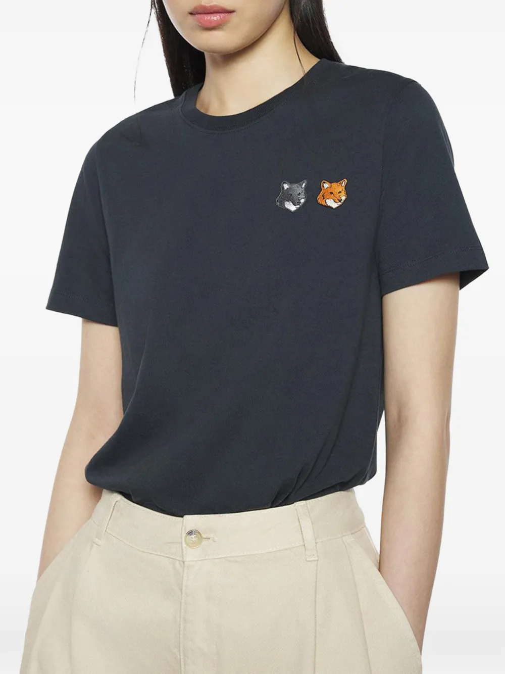 Maison Kitsuné T-shirt met patch Grijs