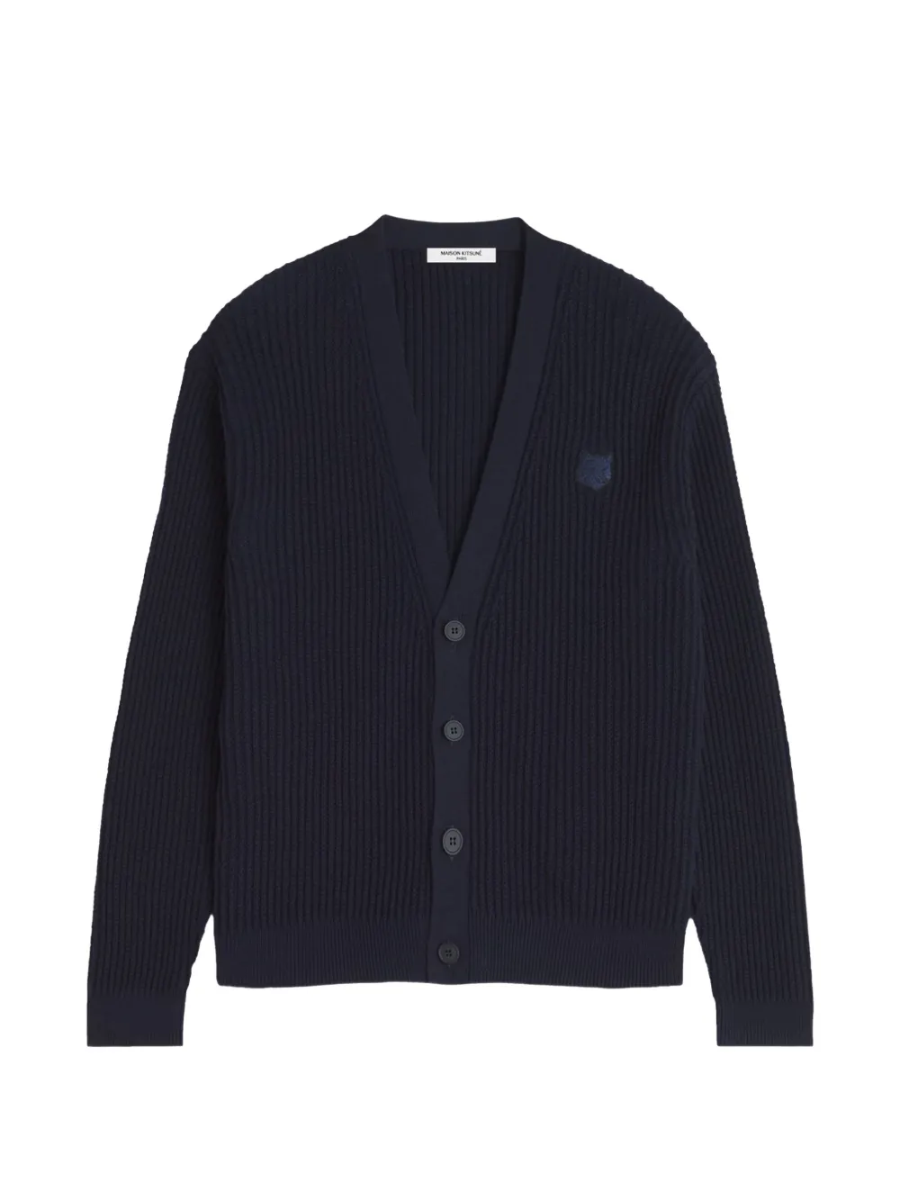 Maison Kitsuné textured logo-patch cardigan - Blu