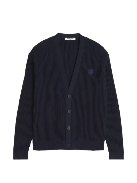 Maison Kitsuné textured logo-patch cardigan