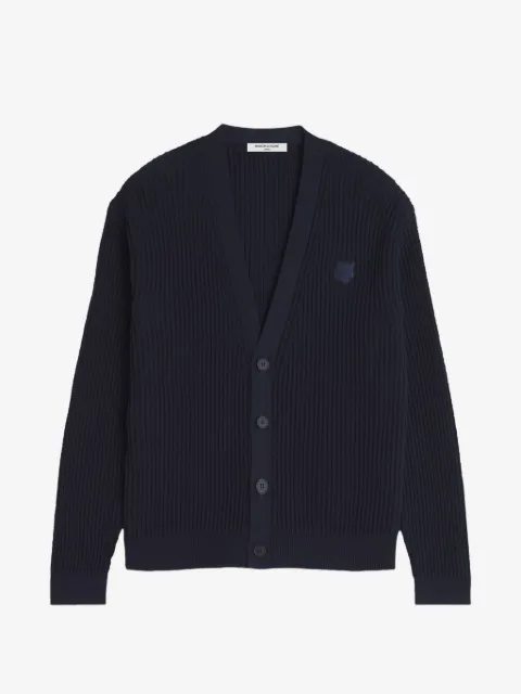 Maison Kitsuné textured logo-patch cardigan
