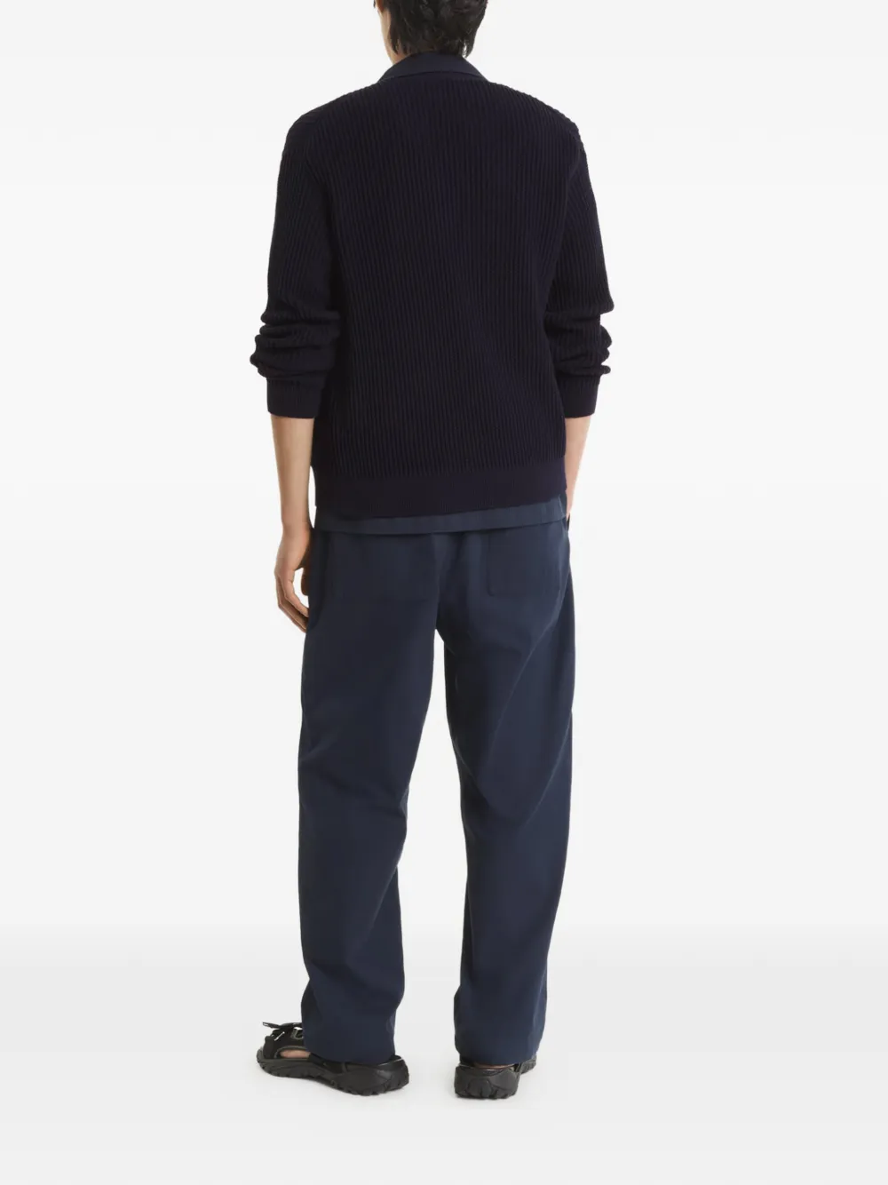  Maison Kitsuné Textured Logo-patch Cardigan - Blue 