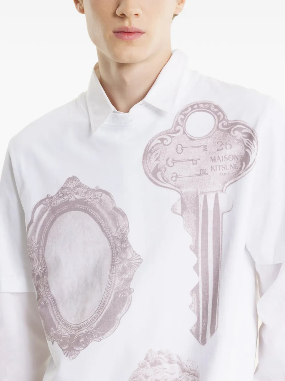 Maison Kitsuné T-shirt met grafische print Wit