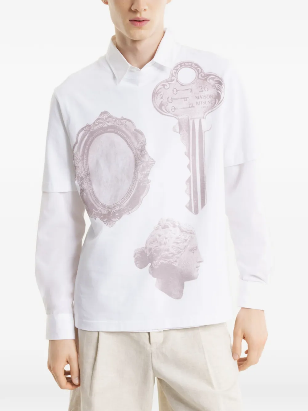 Maison Kitsuné T-shirt met grafische print Wit