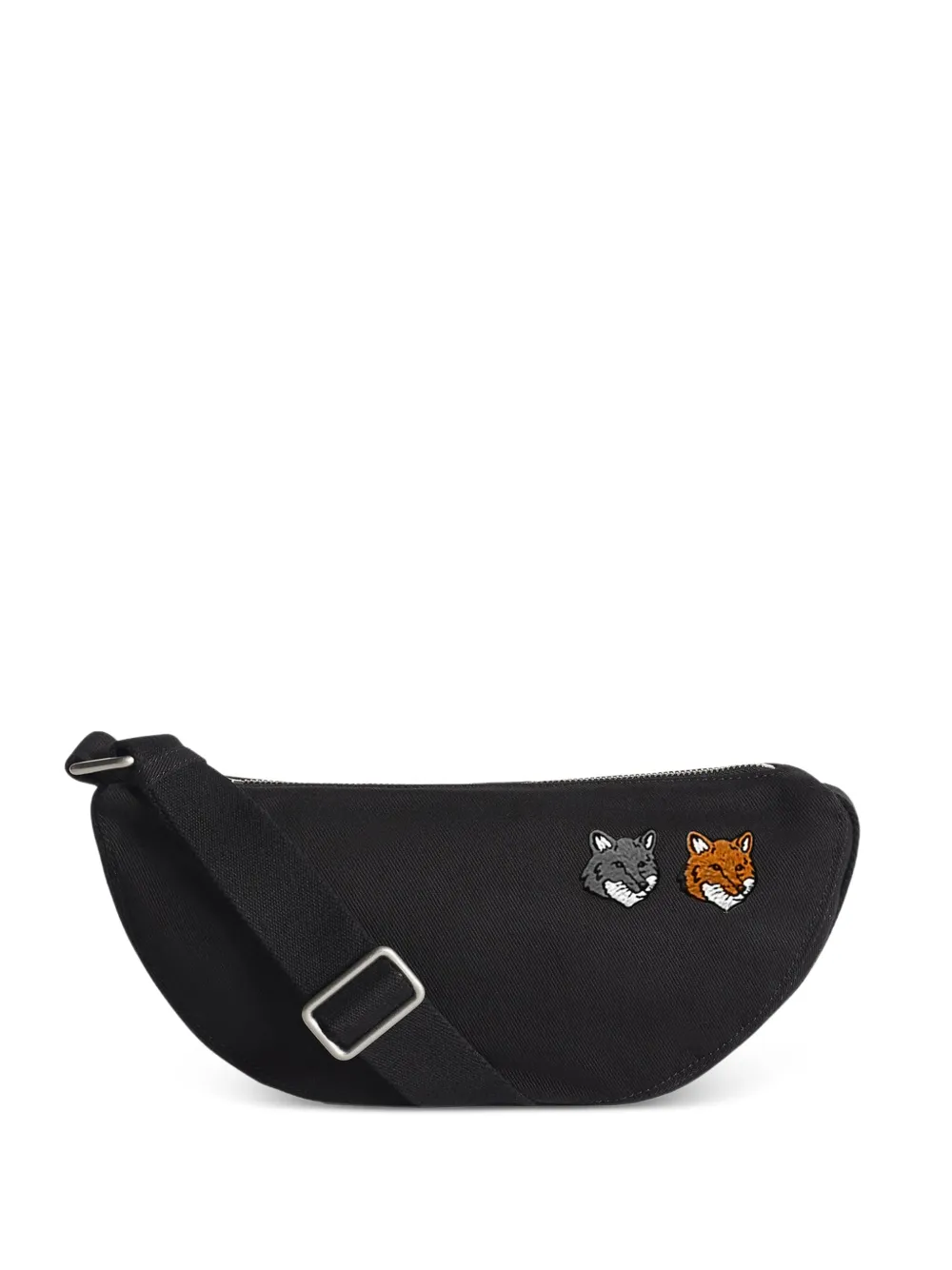 Maison Kitsuné Fox-head embroidered shoulder bag - Grigio