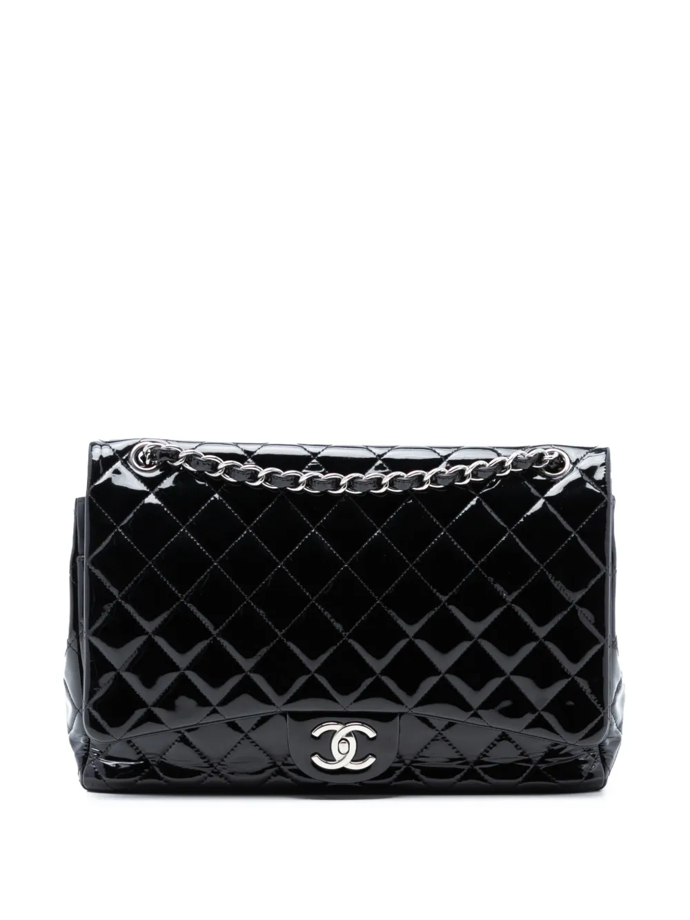 CHANEL Pre-Owned 2013-2014 Maxi Classic Patent Double Flap shoulder bag - Nero