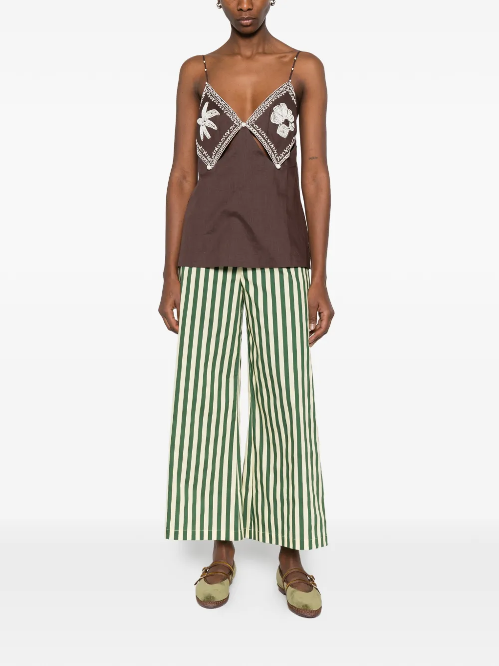  Alemais Leandra Floral-embroidered Top - Brown 