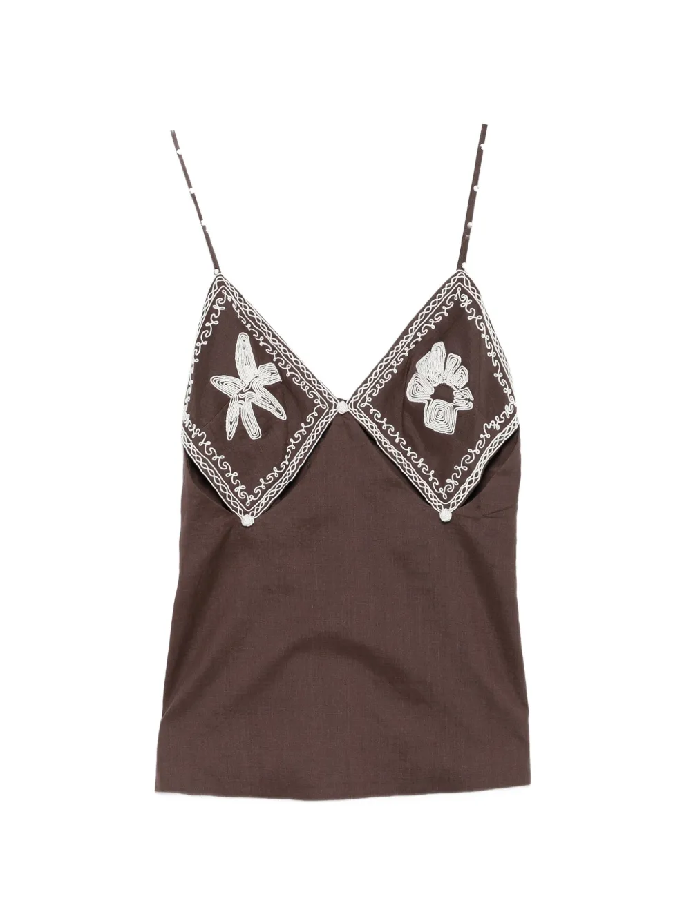 ALEMAIS Leandra floral-embroidered top - Brown