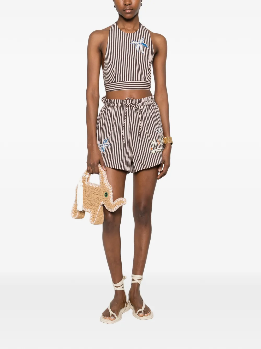  Alemais Sirocco Striped Halterneck Top - Brown 
