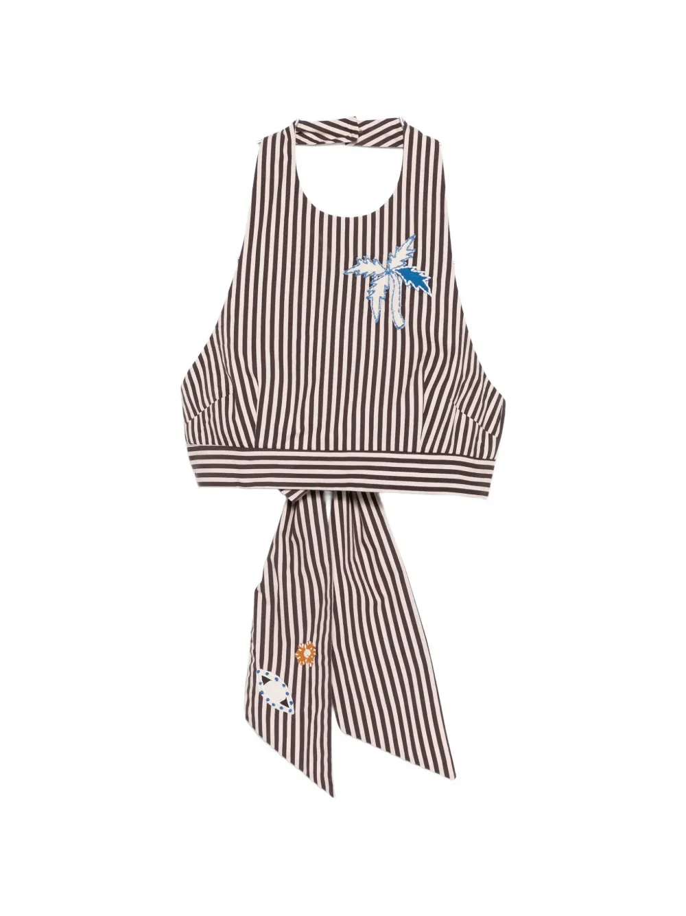 ALEMAIS Sirocco striped halterneck top - Marrone