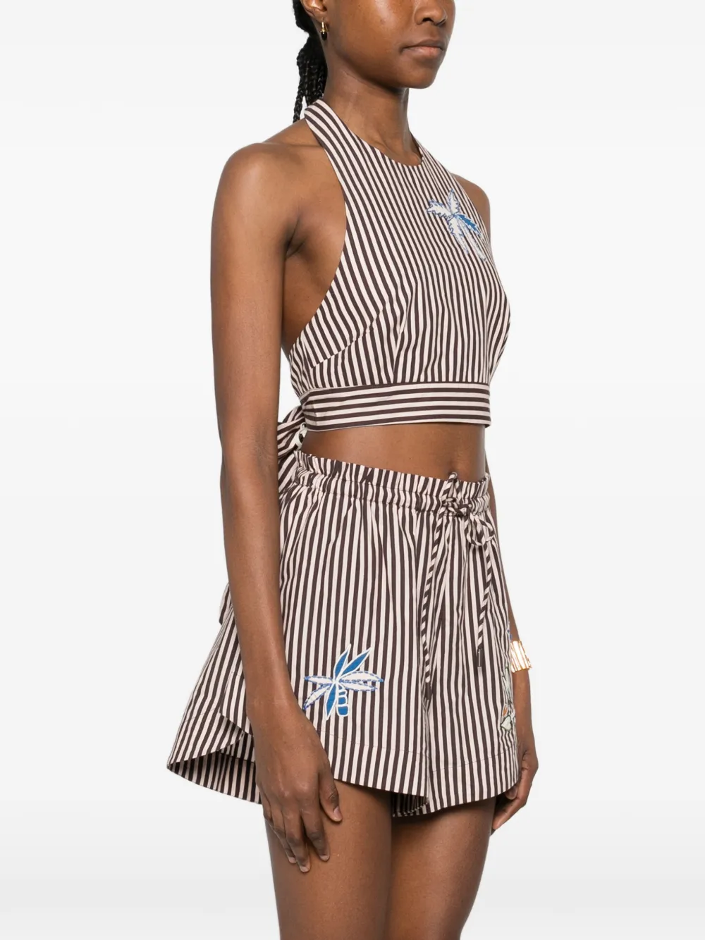  Alemais Sirocco Striped Halterneck Top - Brown 