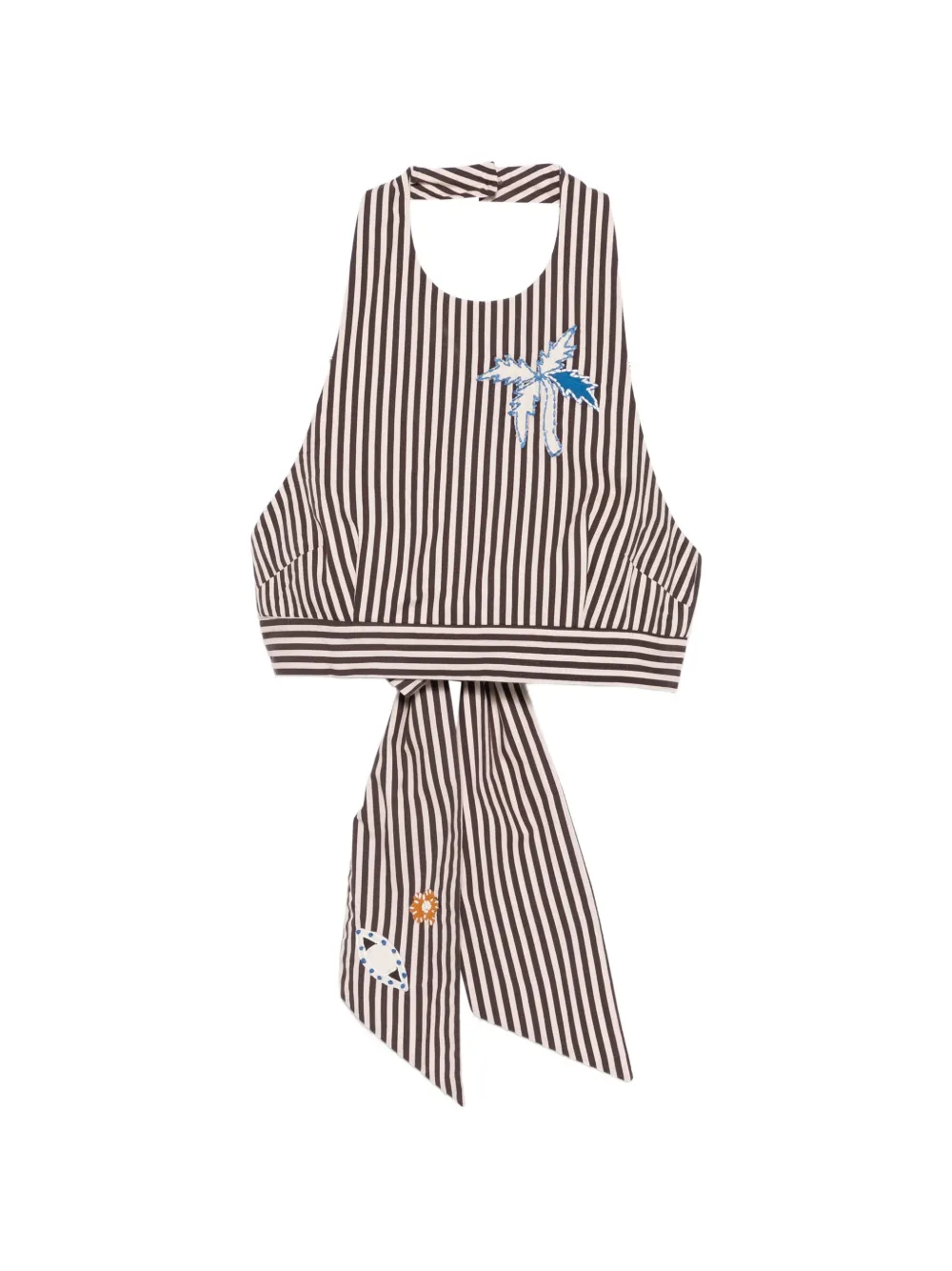 ALEMAIS Sirocco striped halterneck top - Marrone