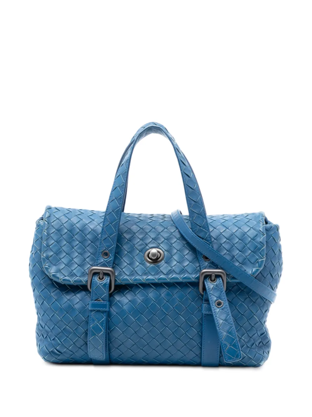 Bottega Veneta Pre-Owned 2012-2025 Nappa Intrecciato Flap satchel - Blu