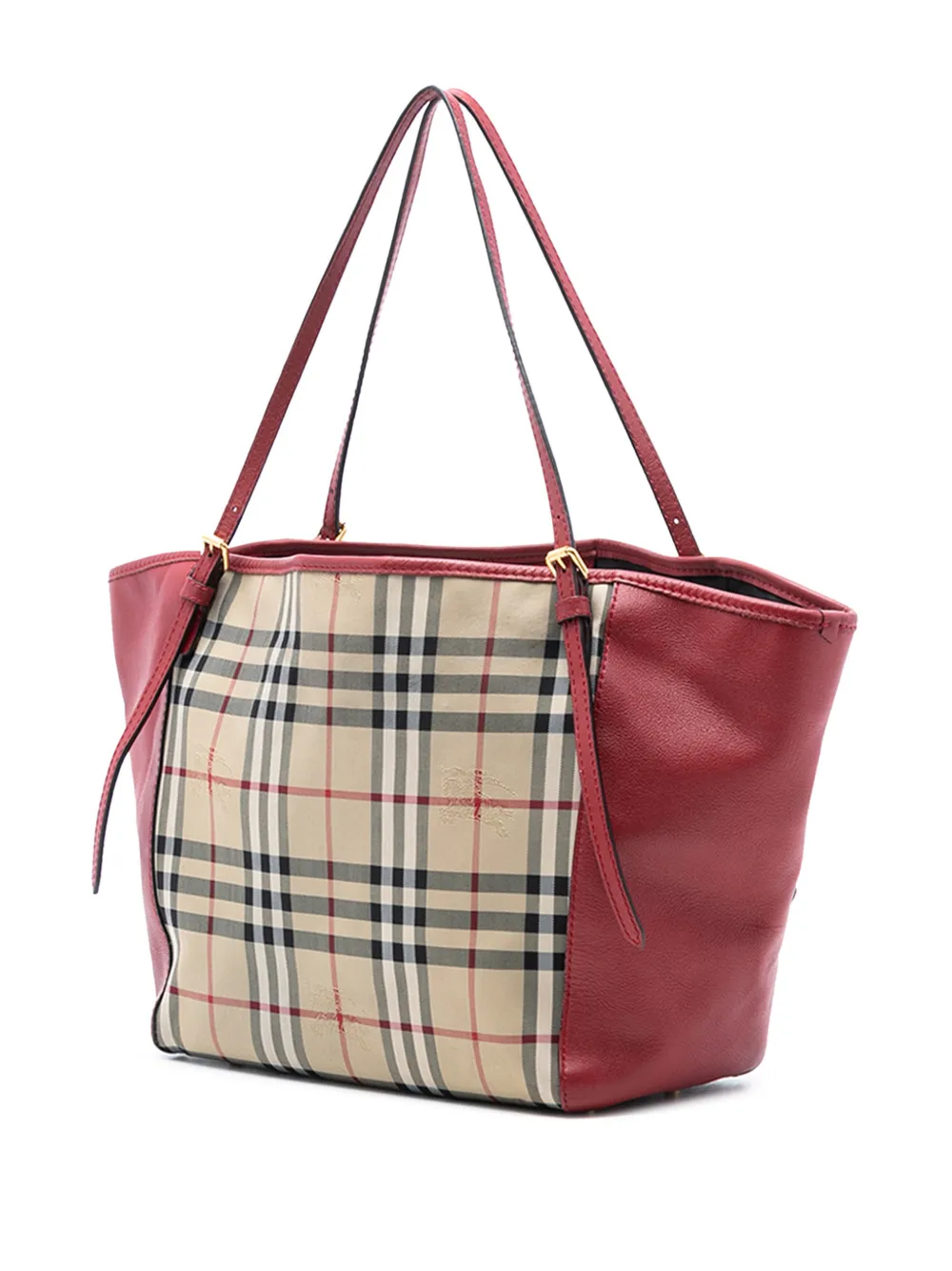  Burberry Pre-owned Borsa Tote Piccola Canterbury In Pelle E Tela Con Motivo Haymarket Check 2000-2017 - Marrone 