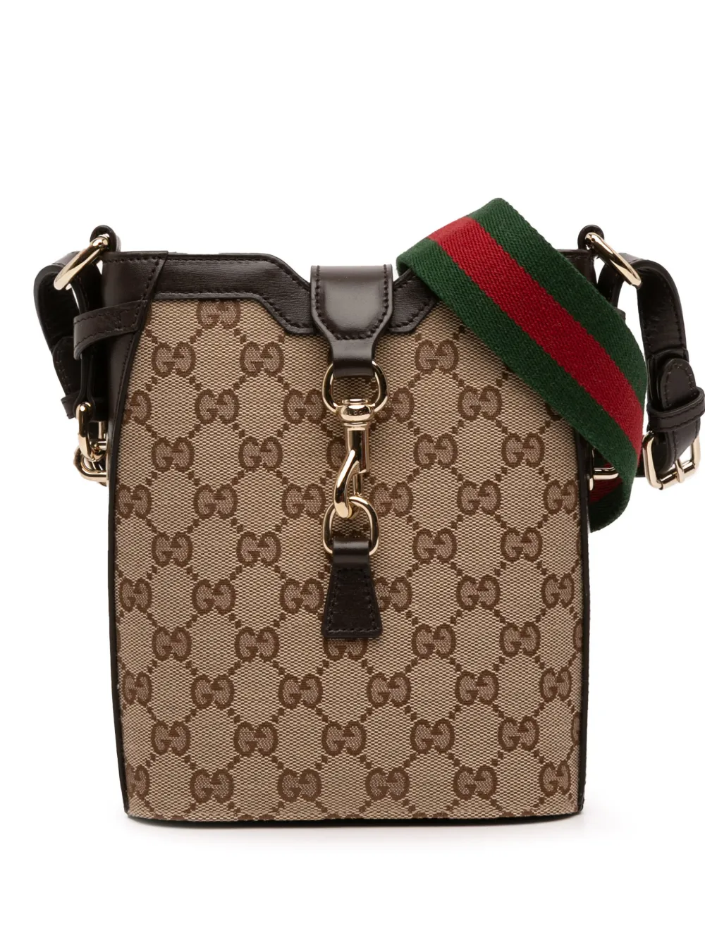 Gucci Pre-Owned 2016-2025 Mini GG Canvas Web bucket bag - Marrone