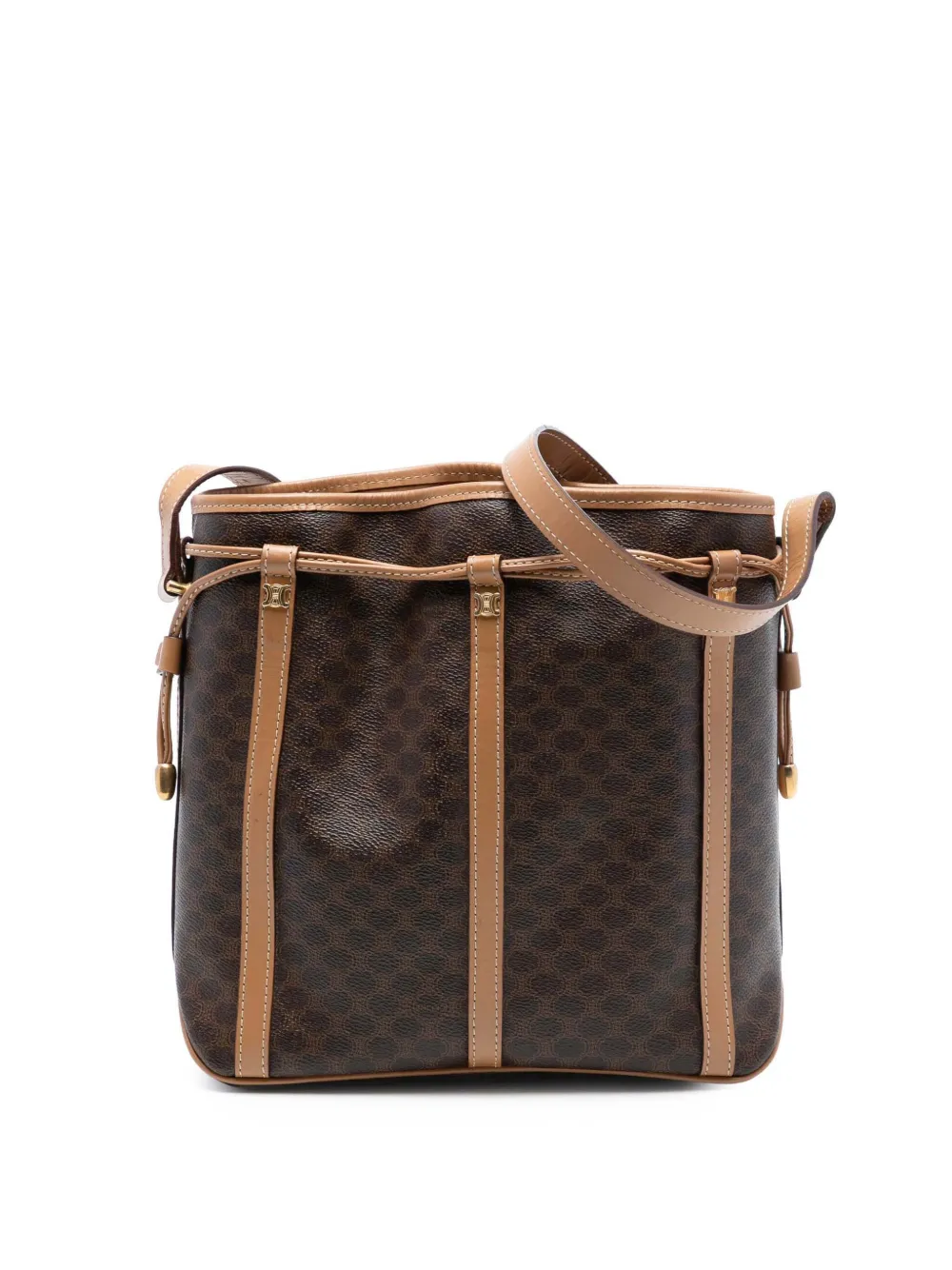 Celine Pre-Owned 2010 Macadam Coated Canvas Drawstring crossbody bag - Marrone