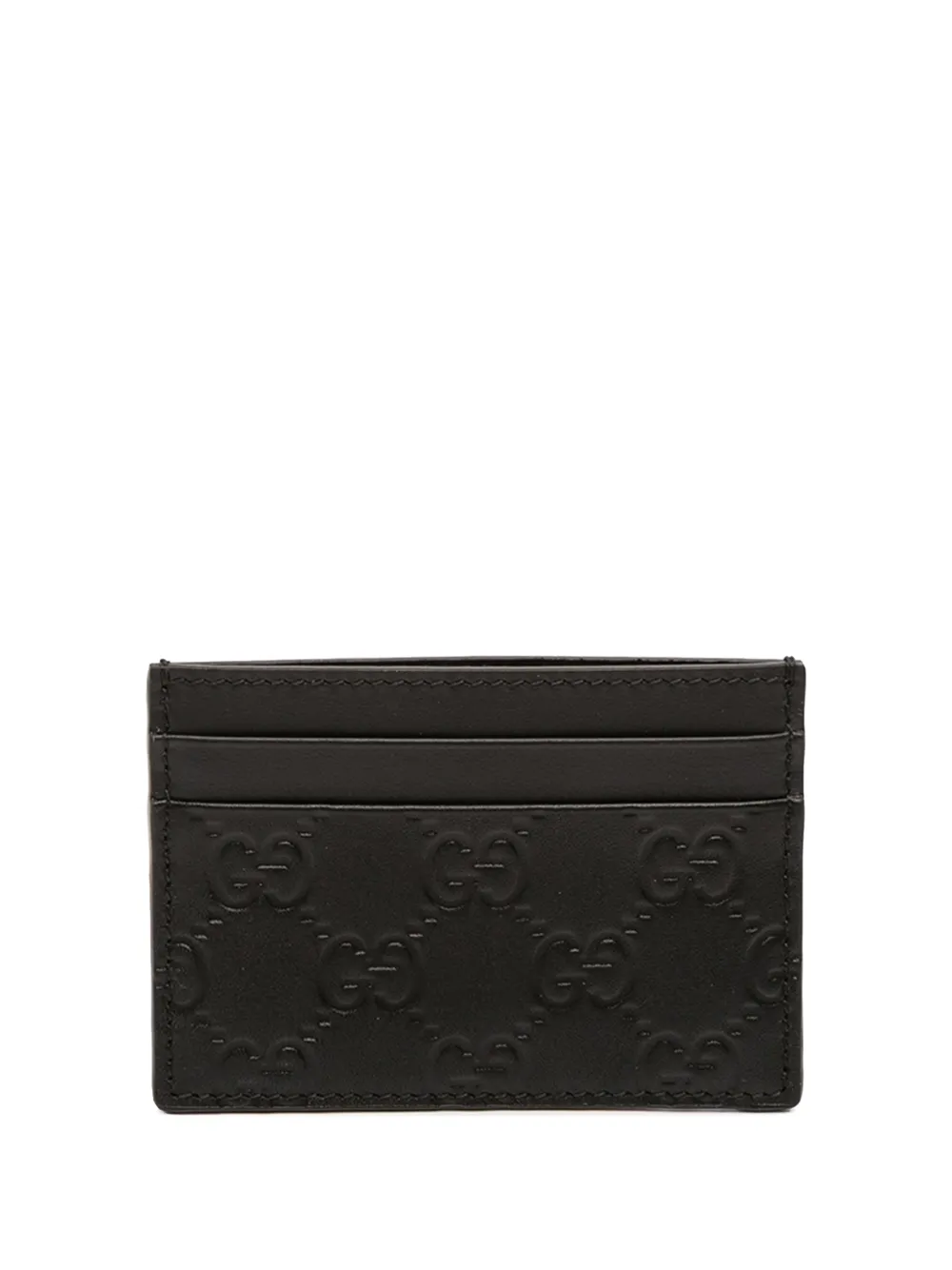Pre-owned Gucci 2016-2025 Ssima Card Holder In Black