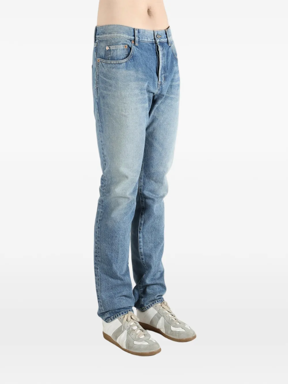  Saint Laurent Vaqueros Con Parche Del Logo - Azul 