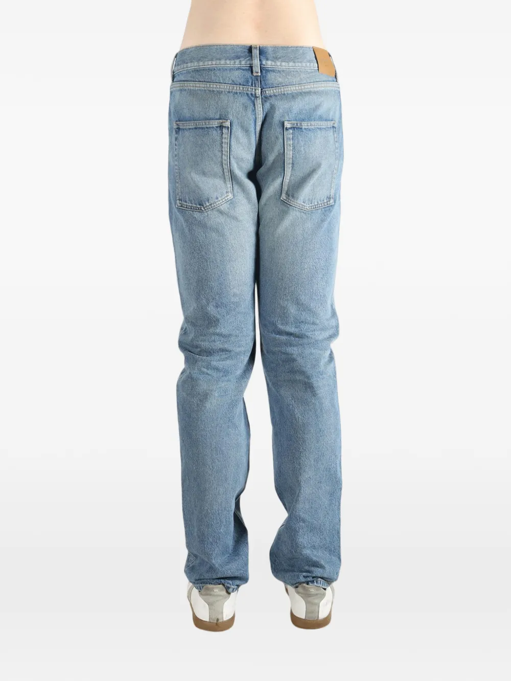 Saint Laurent Jeans met logopatch en riemlus Blauw