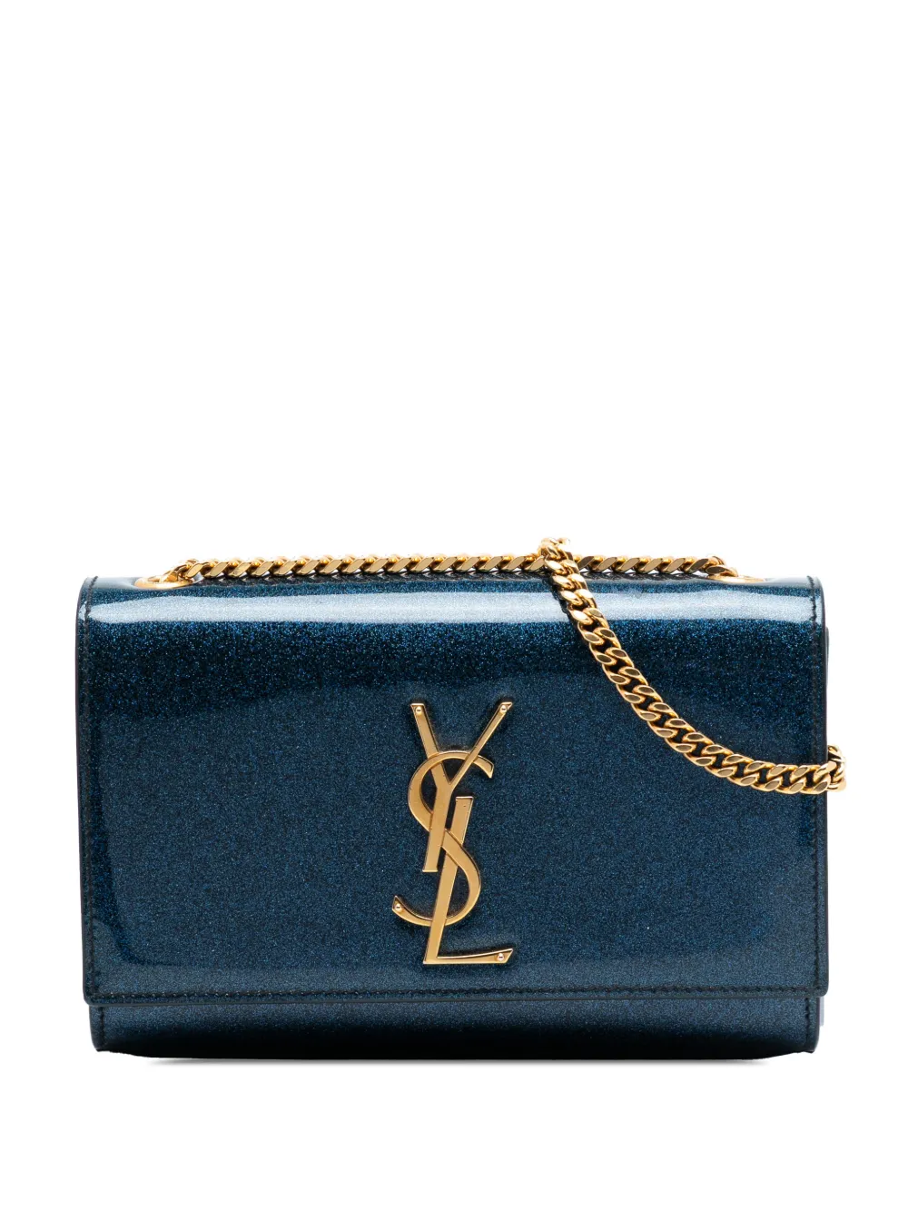 Saint Laurent Pre-Owned 2018 Small Glitter Patent Kate crossbody bag - Blu