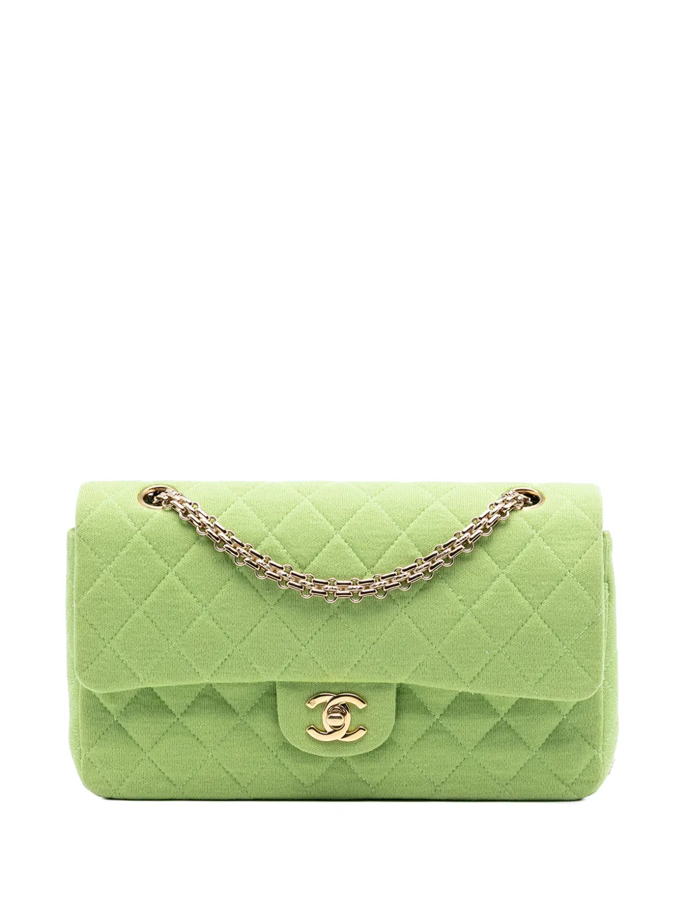 CHANEL Pre-Owned 2002-2003 Medium Classic Jersey Bijoux Chain Double Flap shoulder bag - Verde