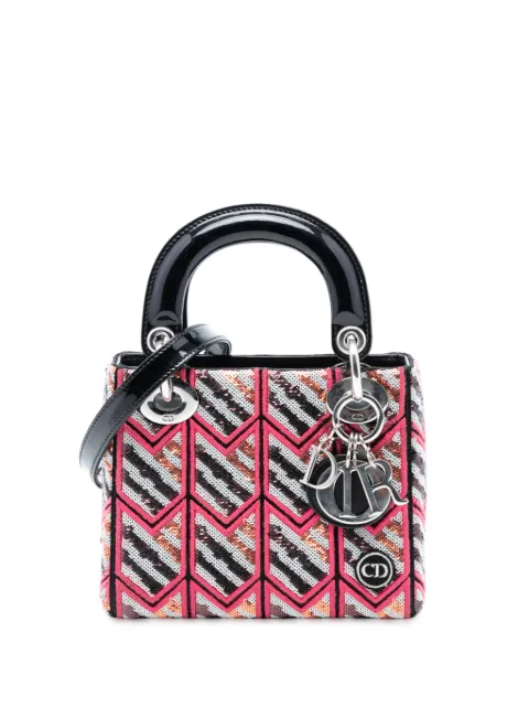 Christian Dior Pre-Owned mini sac à bandoulière Lady Dior en cuir verni à sequins (2015)
