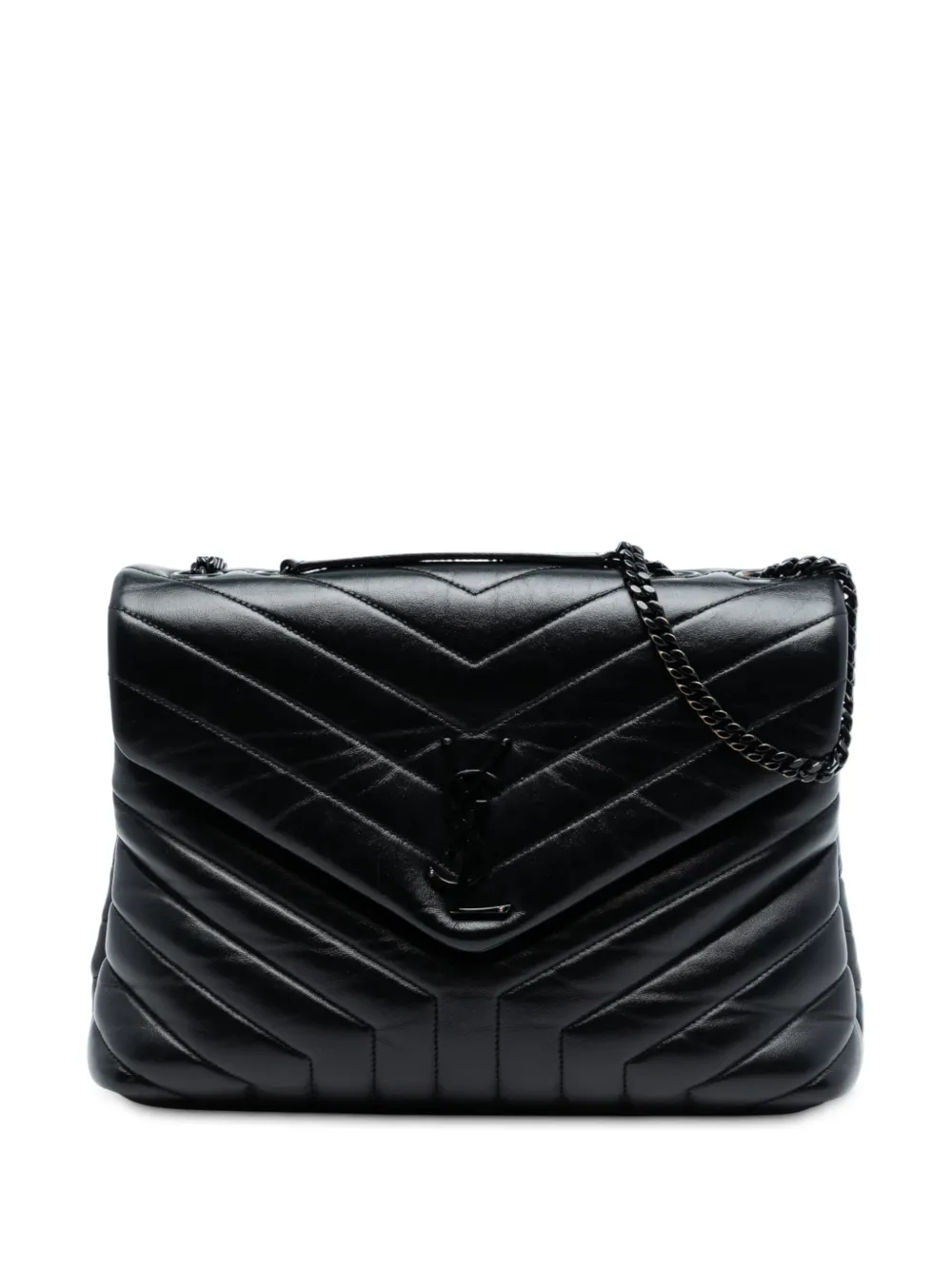 Saint Laurent Pre-Owned 2018 Medium Matelasse Leather Monogram Monochrome Loulou shoulder bag - Nero