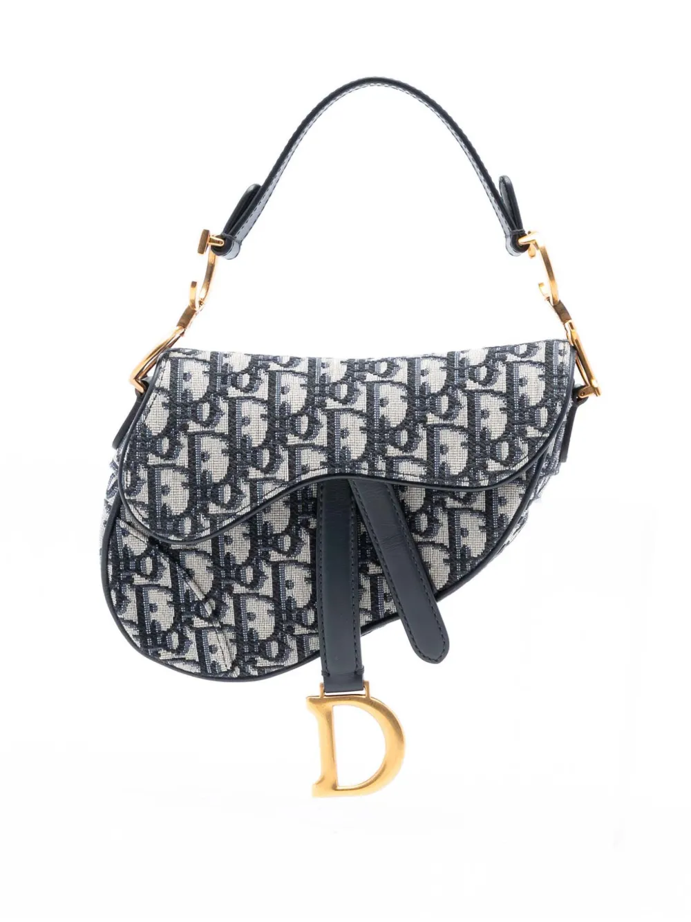 Christian Dior Pre-Owned 2019 Mini Oblique Canvas Saddle Bag satchel - Blu