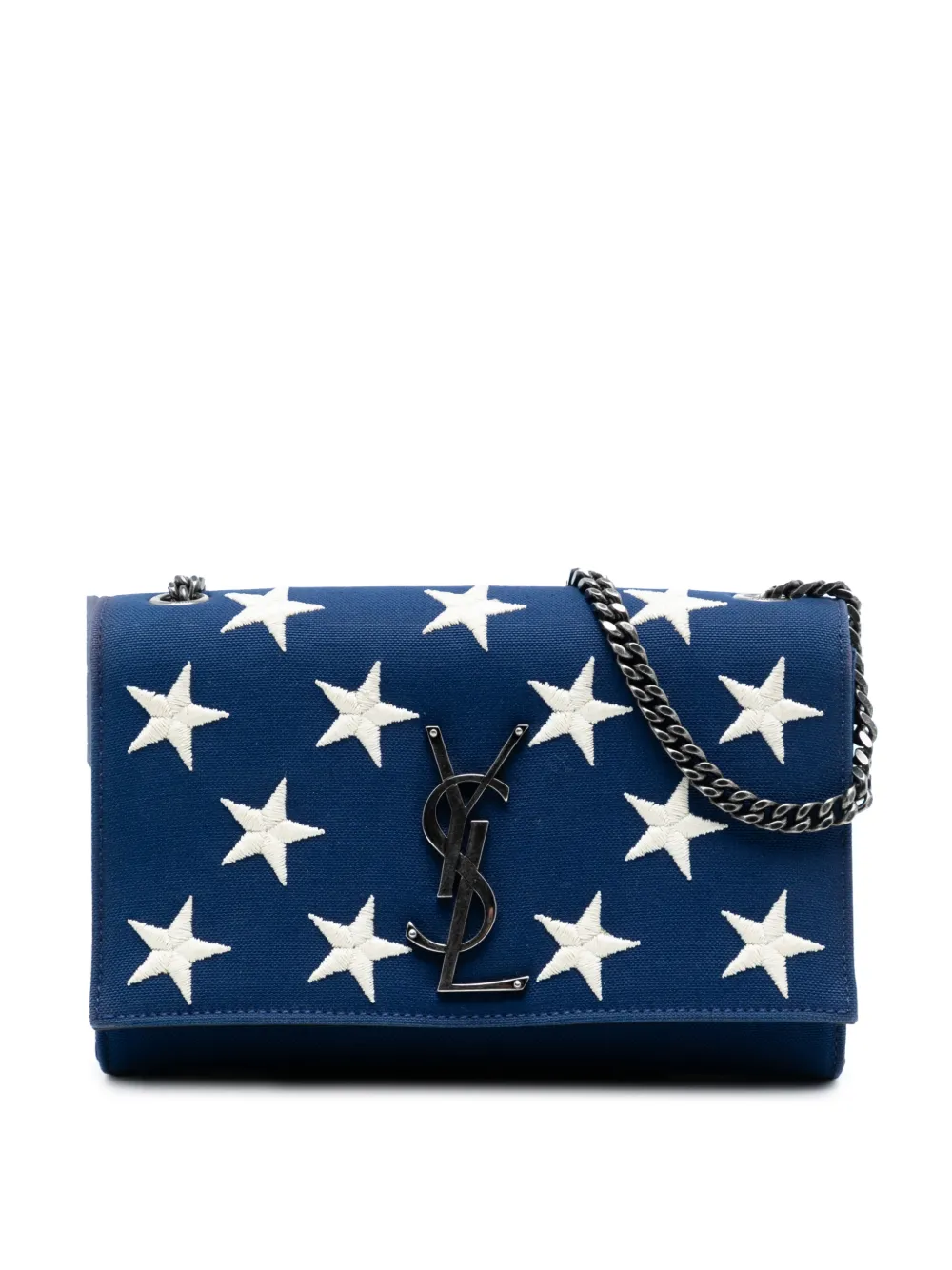 Saint Laurent Pre-Owned 2018 Small Star Embroidered Canvas Monogram Kate crossbody bag - Blu